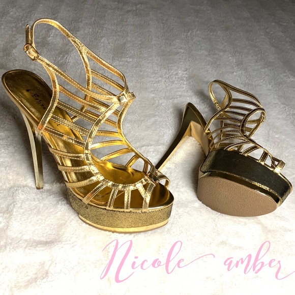 Fahrenheit Shoes - New Sexy GOLD Sandals Stiletto Platform HEELS SZ 9
